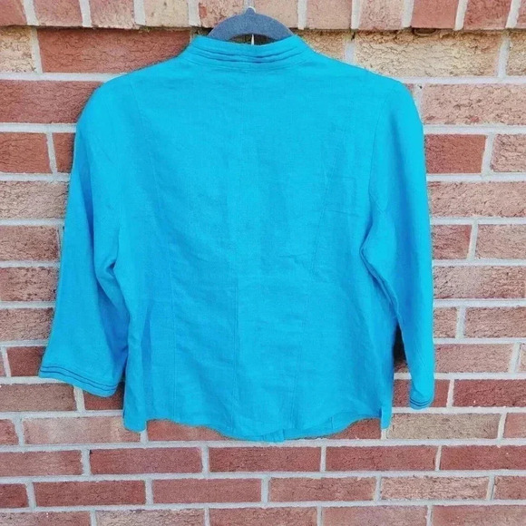 Laura Ashley Petite Women's Size Medium 100% Linen Kimono Style Jacket - Picture 2 of 8